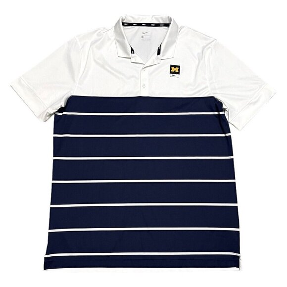 Nike MICHIGAN University NCAA College Light Activewear Golf Polo Tee Shirt Large - Picture 1 of 4